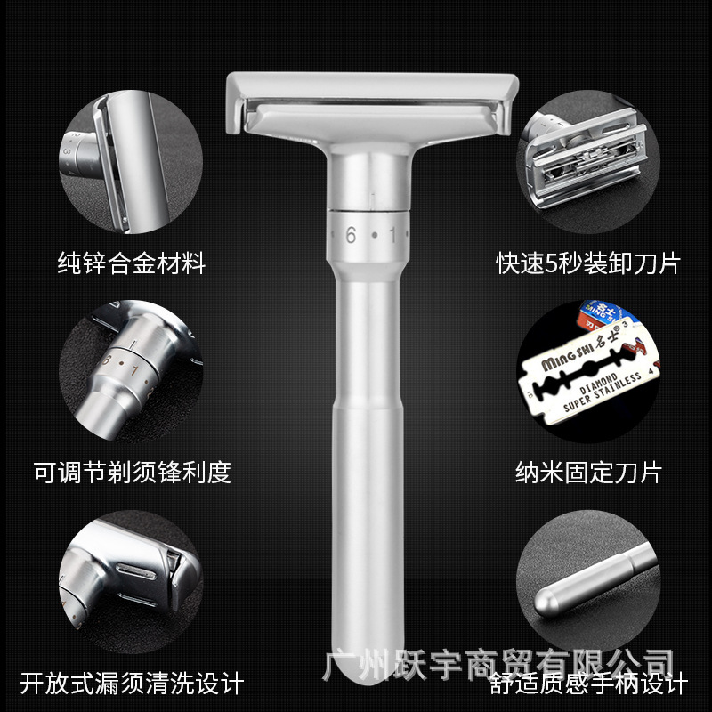 afeitador ajustable afilado afeitador manual hombre lavado con agua afeitador antiguo barba segura soporte de cuchillo de doble cara