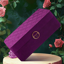 现货新款绒布轻奢大容量珠宝首饰盒耳环项链戒指饰品盒带锁收纳盒