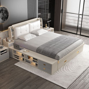 Home Xingjia Pneumatic High Box Storage Bed 1.8 m Modern Simple Master Bedroom Bed 1.5 Small Apartment 1.2 m Double Bed