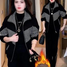 时尚休闲运动服套装2025秋冬新款加绒加厚保暖中老年妈妈装两件套