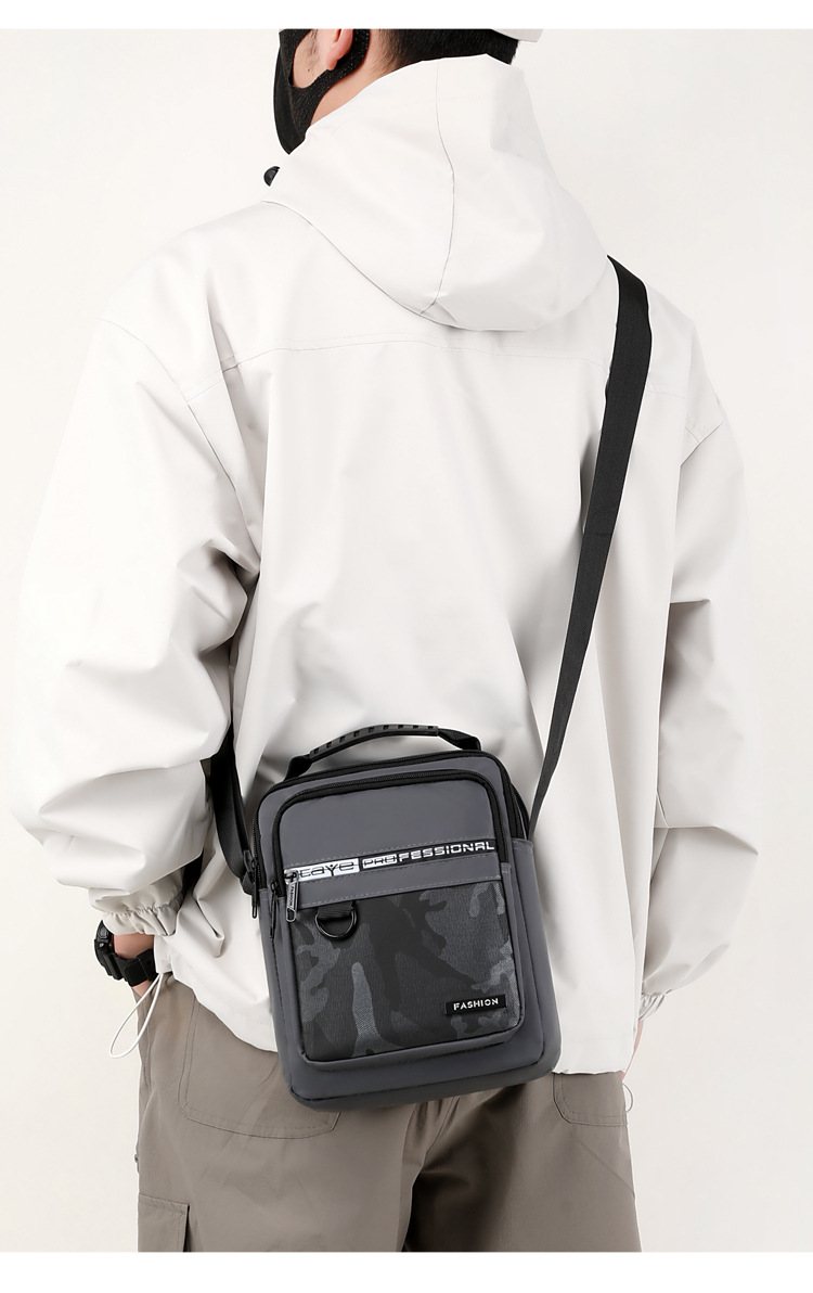 2024 New trendy men's bag, waterproof Oxford fabric single-shoulder crossbody backpack, men's vertical multi-functional casual messenger bag undefined