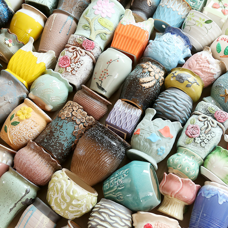 2P80多肉花盆陶瓷法师老桩盆大口径小号套装组合特大号植