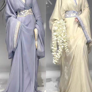 汉服女新款战国袍成人古装女款小个子古风女装复原直裾织金拖尾款-阿里巴巴