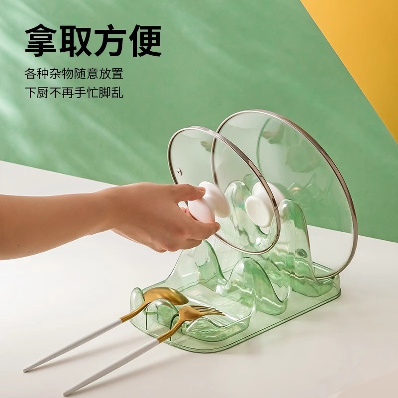 軽量高級二層鍋蓋まな板ラックキッチンカウンタートップ透明スパチュラスプーン排水ラックまな板収納ラック|undefined