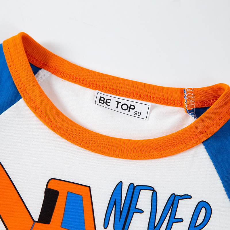 Muestras personalizadas de be top camisetas de niños nuevos niños de verano dibujos animados automóviles de color de manga de bebé de moda coreana