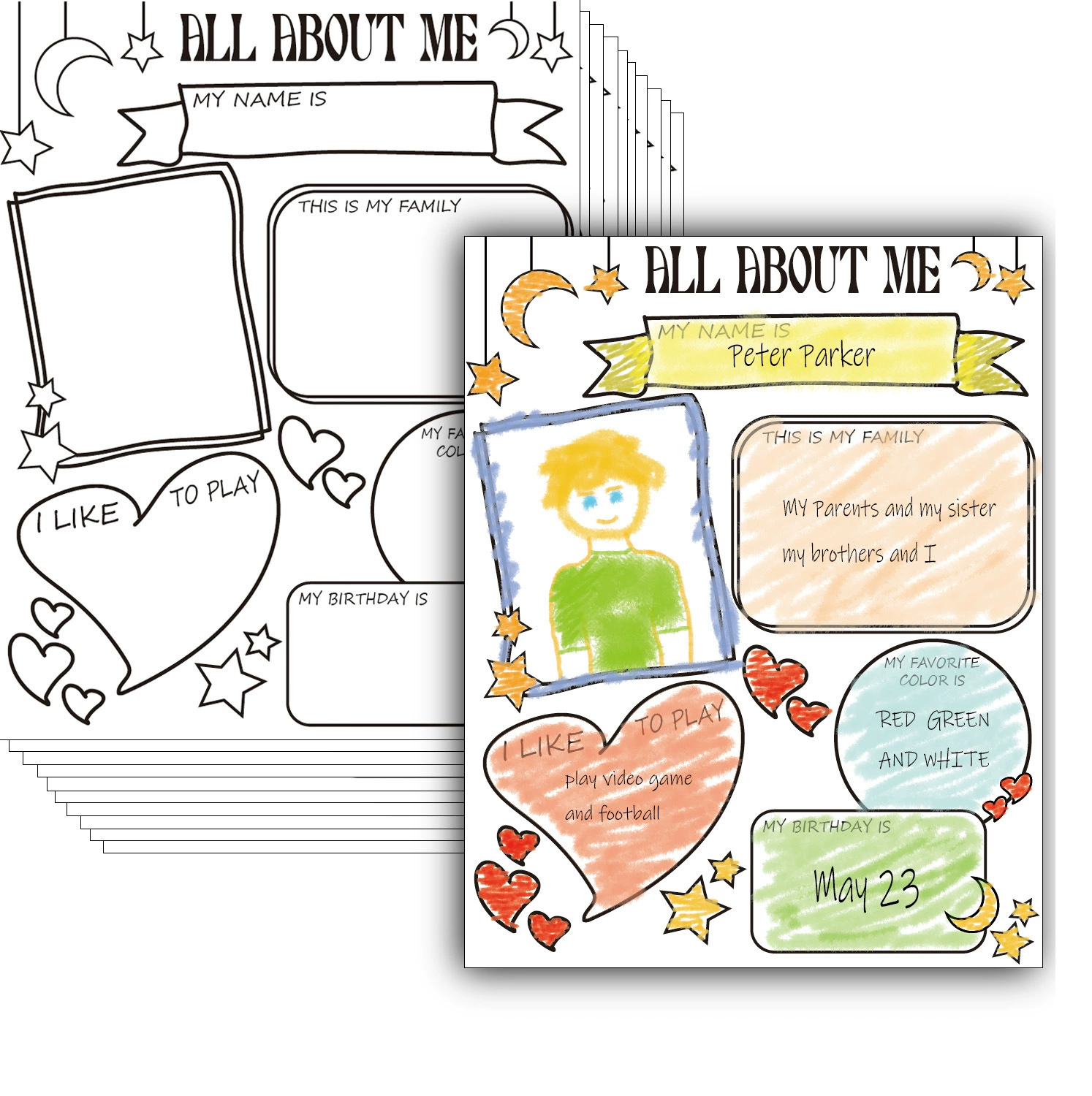 Горячая распродажа All About Me Posters о моем постер рисованной студент DIY классная комната плакат