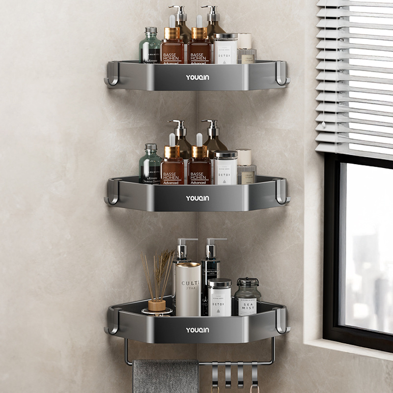 Bathroom Storage Rack Without Punching Holes, Bathroom Triangle Basket, Shower Room, Toilet Wall Storage, Shower Gel and Hand Washing Rack