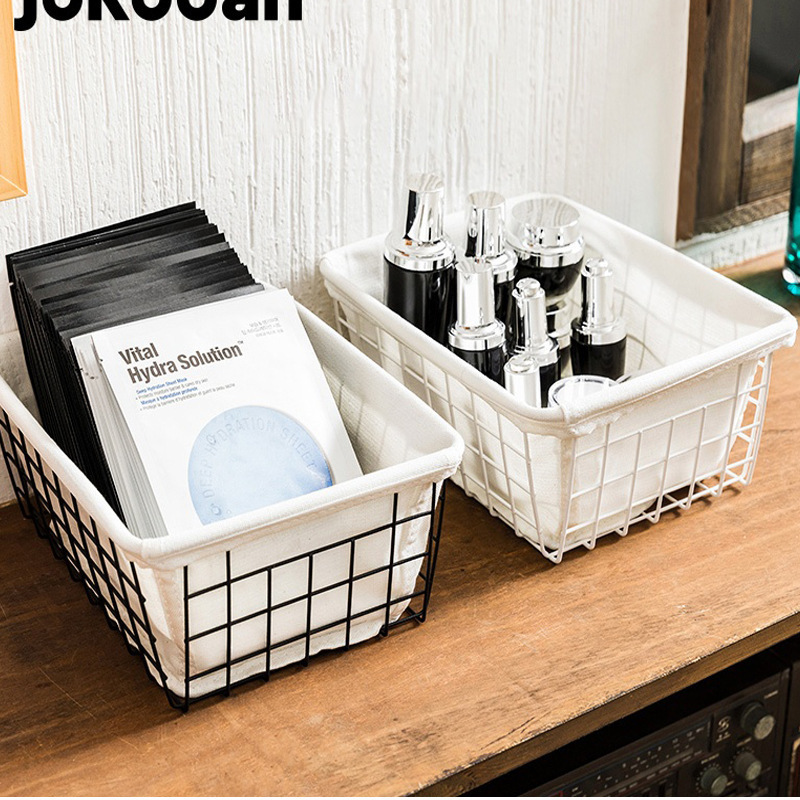 Japanese-style Iron Storage Basket Kitchen Snack Storage Basket Desktop Toy Basket Cosmetic Bathroom Mask Storage Frame