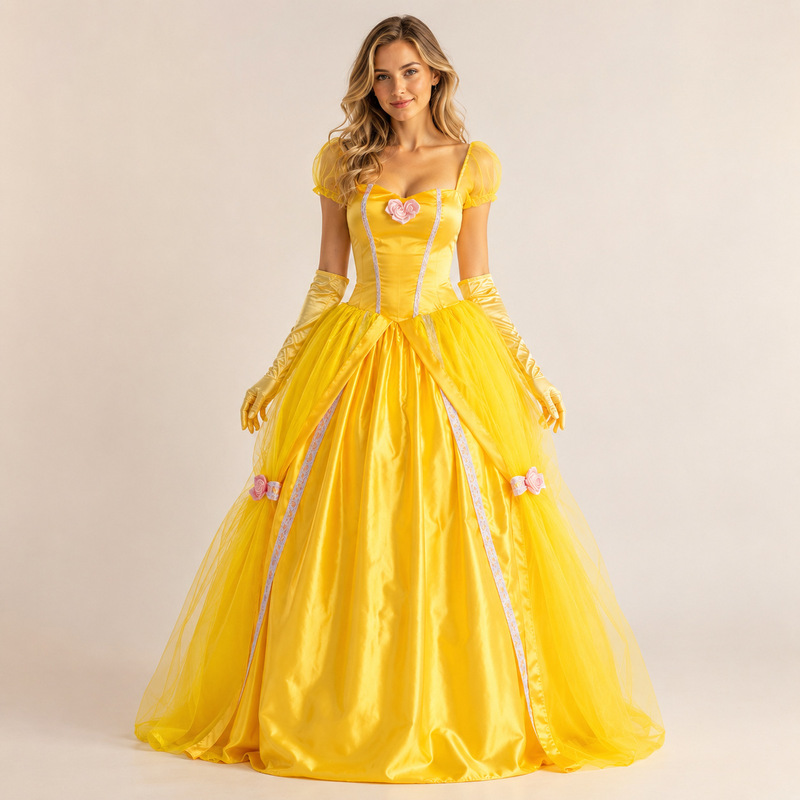 Halloween Costume Belle Princess Dress Adult Beauty and the Beast Belle Snow White Masquerade Party Movie Style