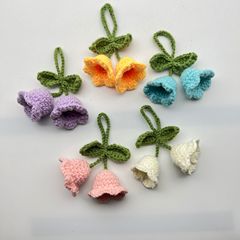 Crochet two bellflower pendants, finished product, woven keychain, bellflower string, backpack accessory, wholesale.