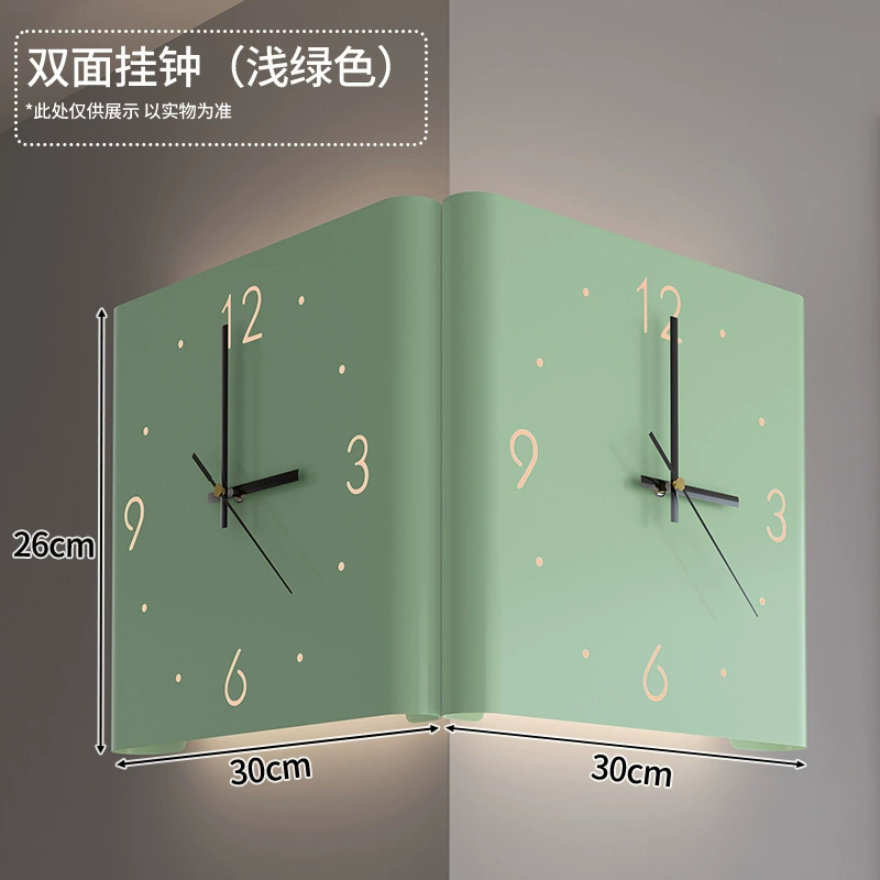 Double-Sided Corner Wall Clock, Creative Crooked Design, Iron, Optional LED Lamp