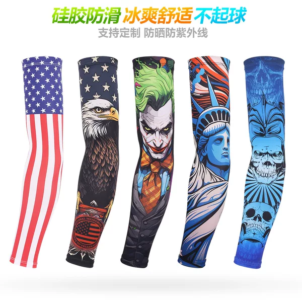 Ice Silk Sunscreen Sleeves Outdoor Riding Flower Arm Tattoo Men's and Women's Arm Fishing Motorcycle Motorcycle Sleeve