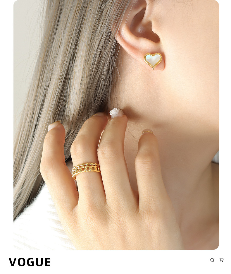 Elegant Geometric Titanium Steel Plating Shell Ear Studs 1 Pair