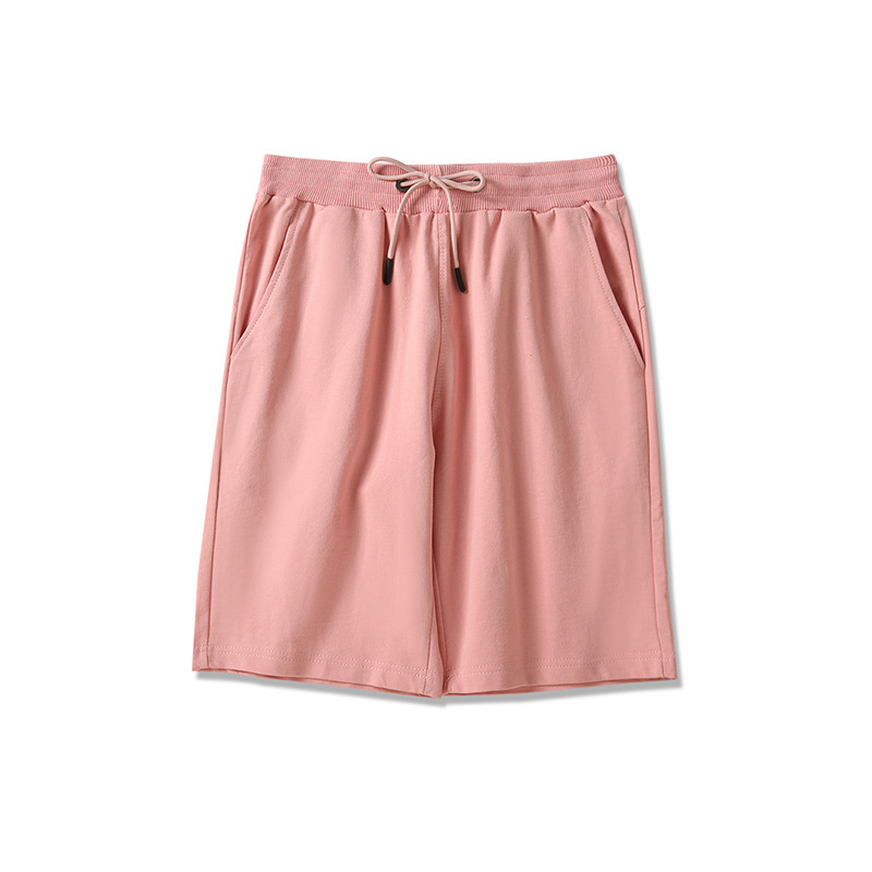 Pantalones deportivos americanos de cinco puntos de color caramelo de felpa, pantalones cortos de hombre sueltos casuales de moda, personalización de ropa exterior de verano de algodón puro