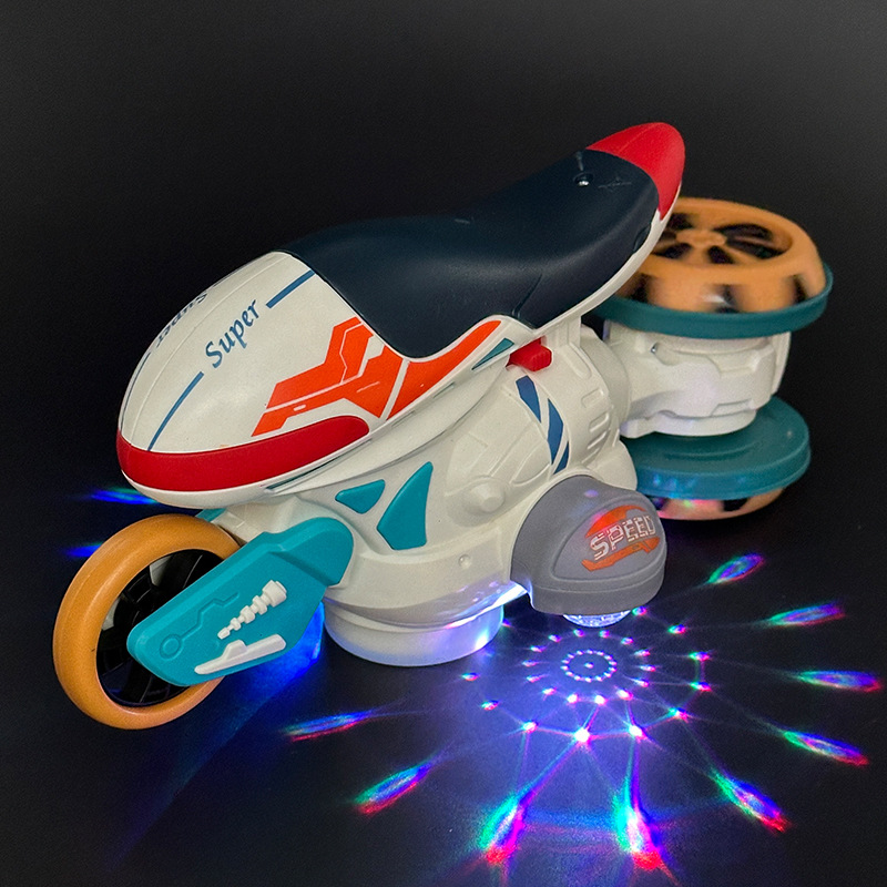Nuevos productos transfronterizos, juguetes universales eléctricos para niños, acrobacias, motocicletas giratorias, luces, música, deriva, coches de juguete deformados
