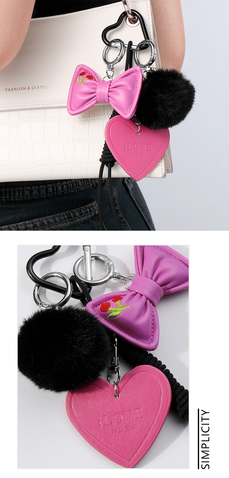 Cute Sweet Resin Plush Zinc Alloy Peach Bear Heart Shape Women's Bag Pendant Keychain display picture 1