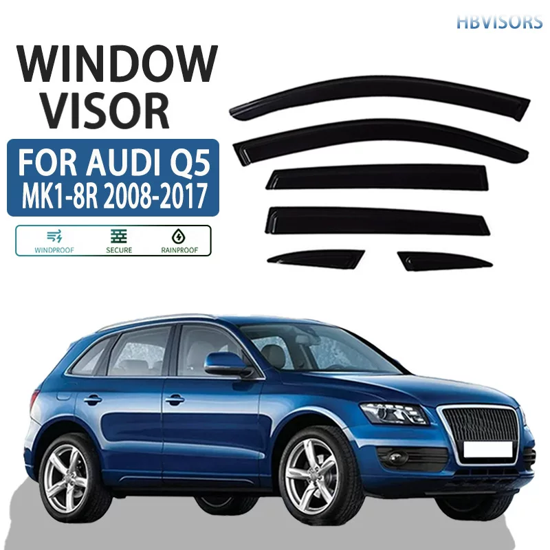 Подходит для Audi Q5 2008-2017 Yang Rain Blocking Rainbrow Black Black Samurai Window Visor