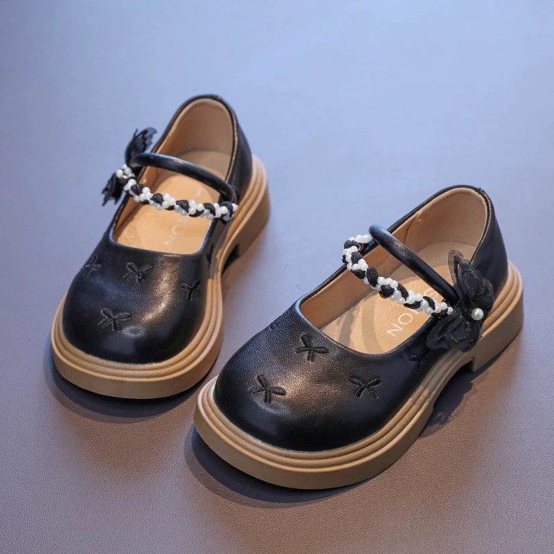 Детские туфли-принцессы для девочек, мягкая подошва, бабочки, маленькие кожаные туфли, весна-осень 2025, новые туфли для малышек, для выступлений
