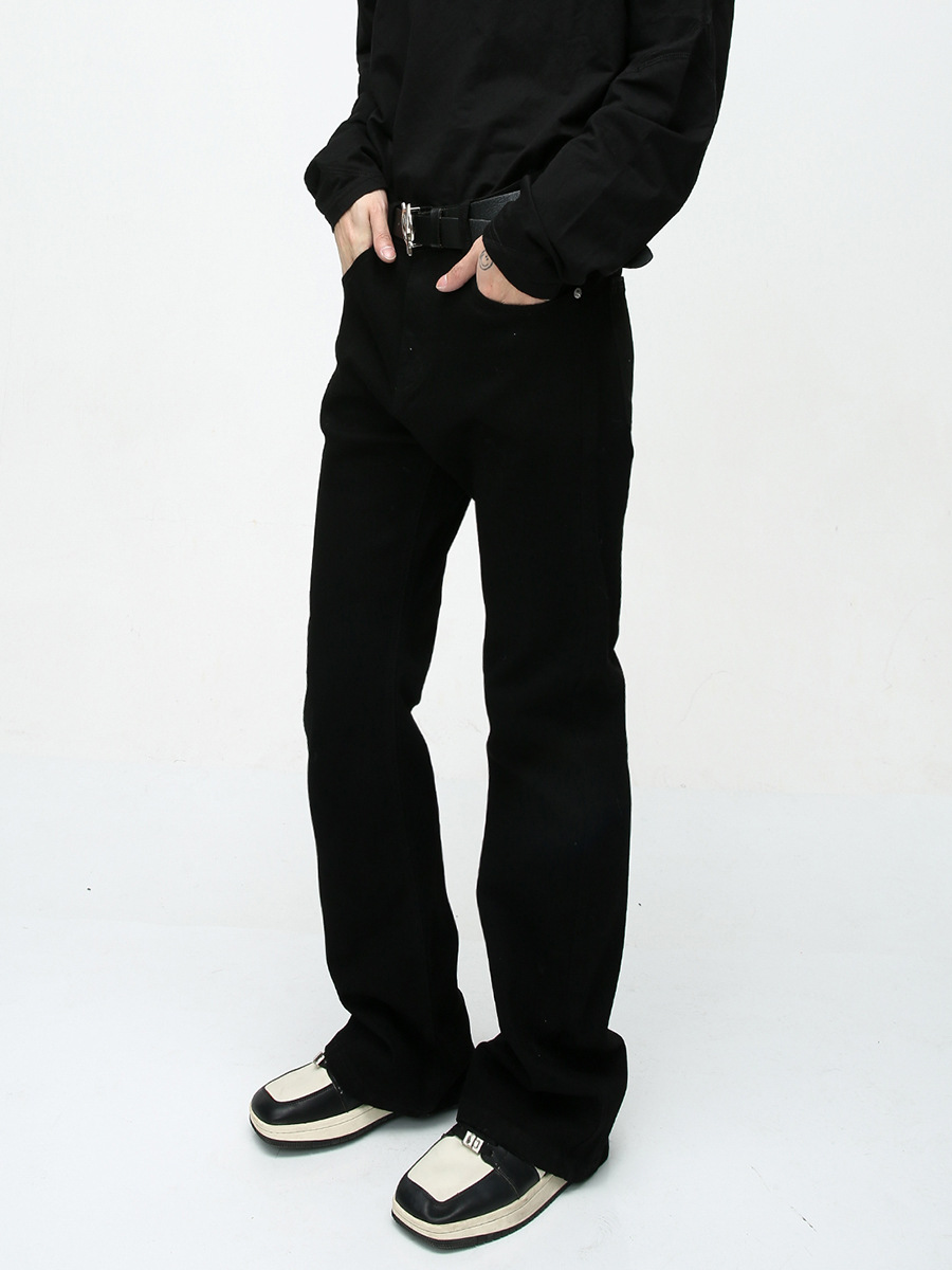 MTLCLOTHES ropa de hombre | Vaqueros bootcut elásticos ajustados negros sencillos estilo europeo y americano Four Seasons