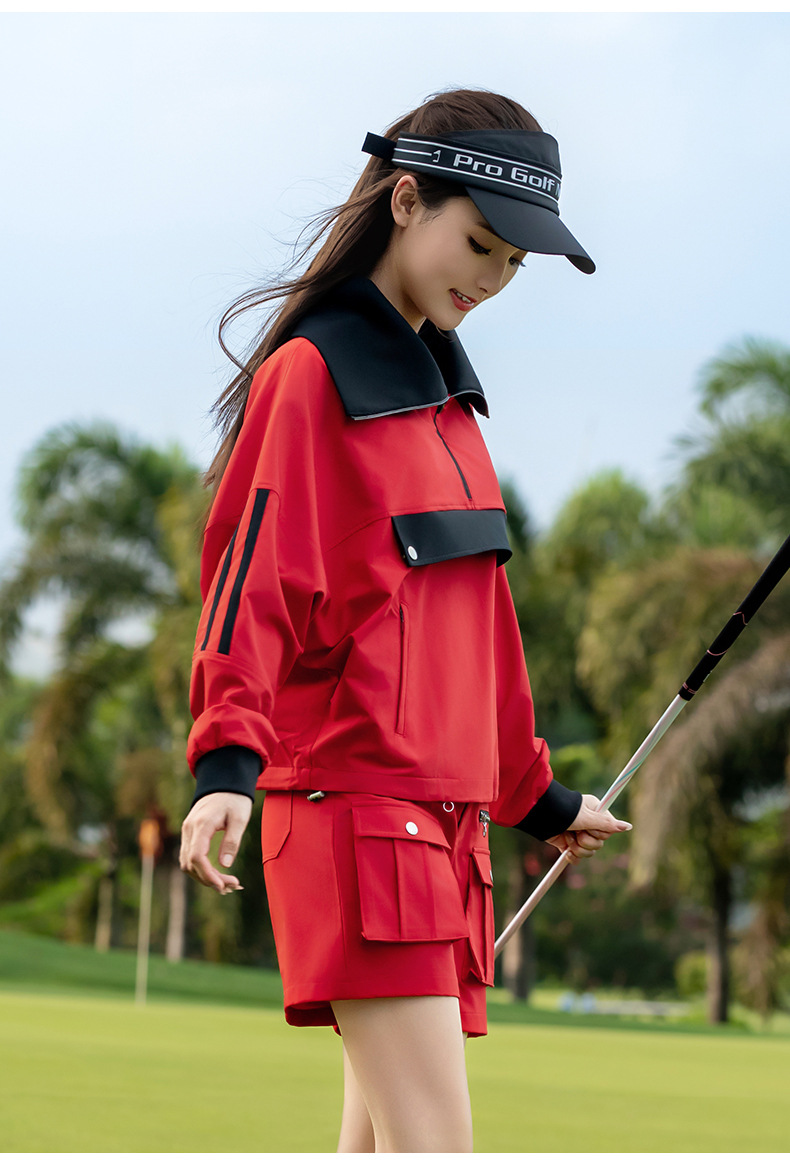 Quần short golf nữ thu đông dáng thể thao co giãn — Quần short đỏ [Quần short bảo hộ lao động loại A/túi đa năng/dây thun co giãn] KUZ208 chi tiết 8