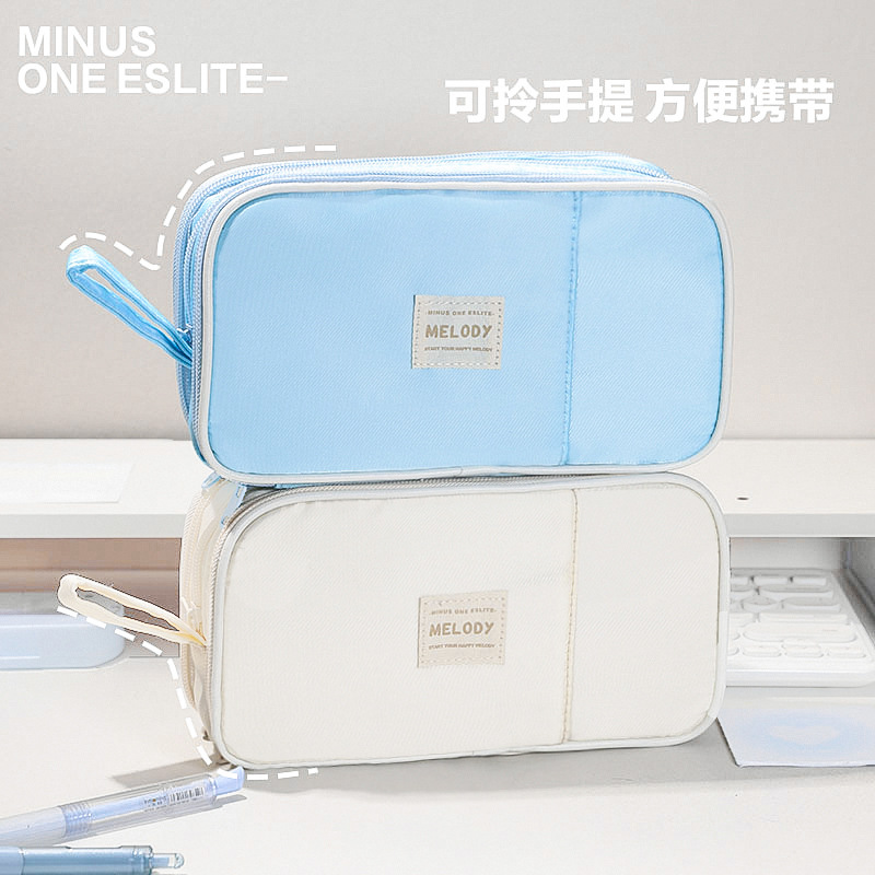簡約雙面筆袋馬卡龍文具袋大容量ins日系學生多功能鉛筆盒跨境批