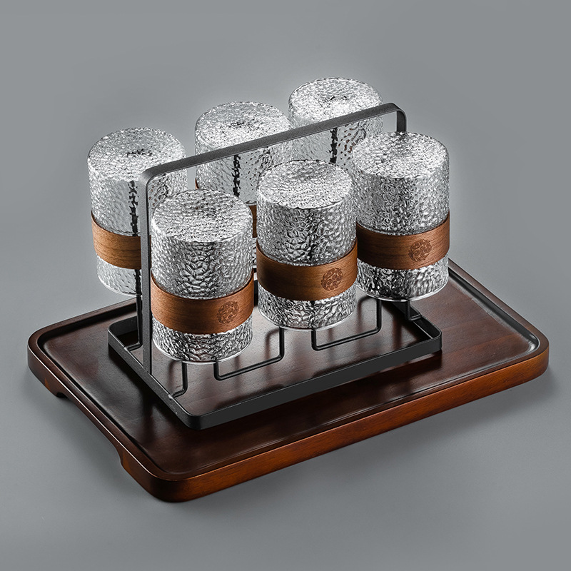 Nuevo chino patrón vertical taza de vidrio hogar de alta temperatura resistente taza de té hervidor de agua traje taza de beber anti-escaldado sala de estar hospitalidad