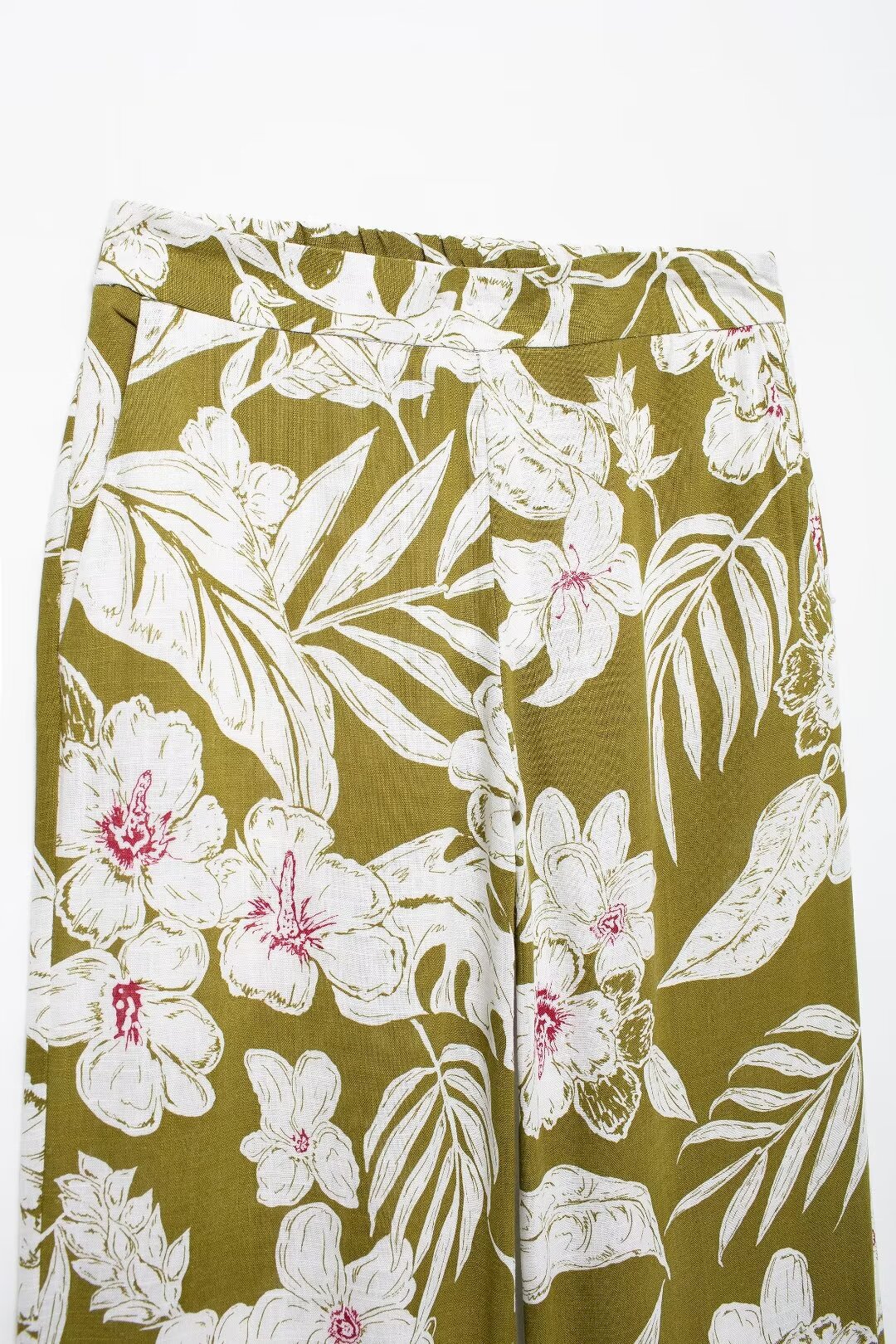 Women's linen blend flower print suit jacket pants dress set_voghion.com