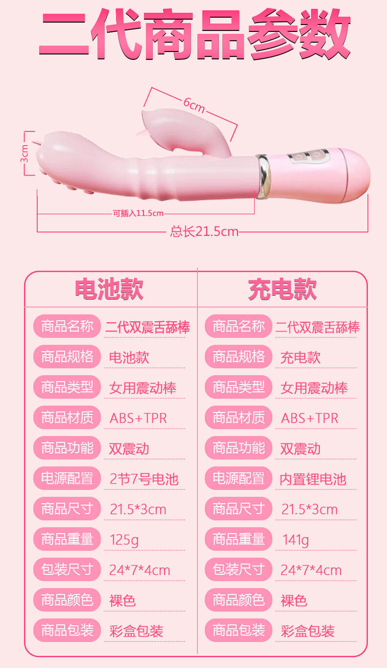 Rabbit Licking Vibrator Wand with Tongue-Style Anal Beads, Rechargeable Silicone Couple Toy — detail image 11