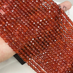 天然红玛瑙方糖刻面半成品 diy手链锁骨项链方块散珠饰品配件隔珠