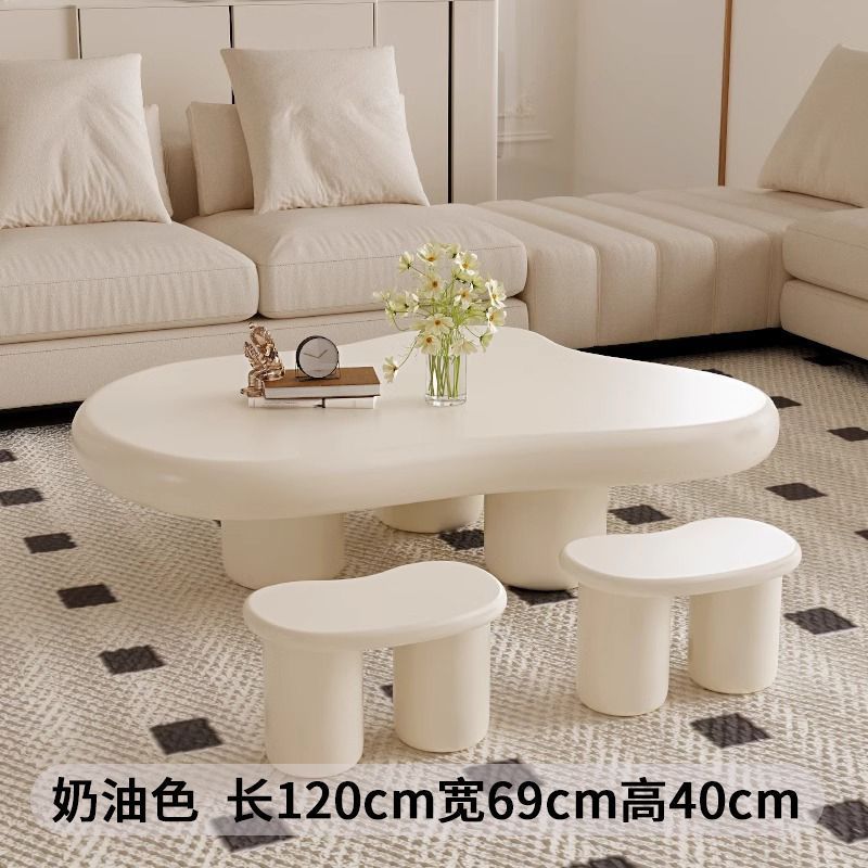 대형 세트: 강화된 커피 테이블 + 클라우드 스툴*2