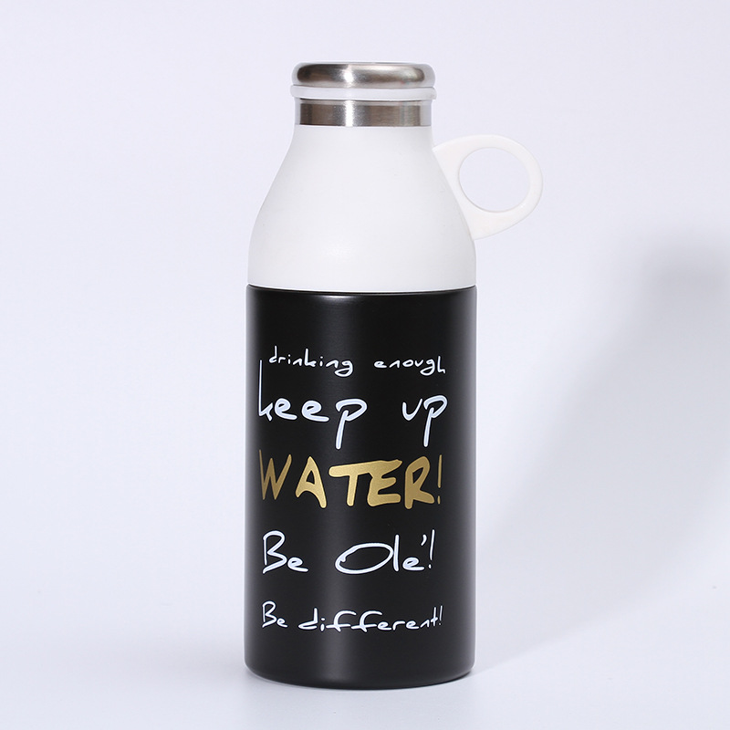 Taza de vacío de acero inoxidable 304 creativa una cubierta de doble uso portátil taza de agua de pareja de estudiantes masculinos y femeninos