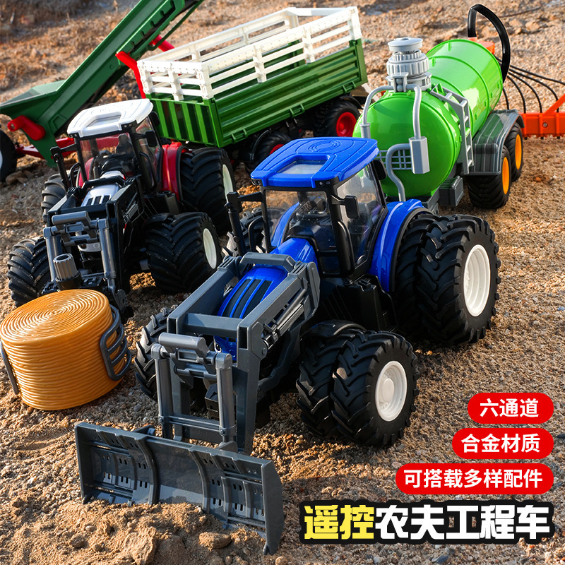 Farmer Engineering Vehicle Electric Remote Control Alloy Tractor Harvester Fertilization Transportation Seeding Toy Children's Loader