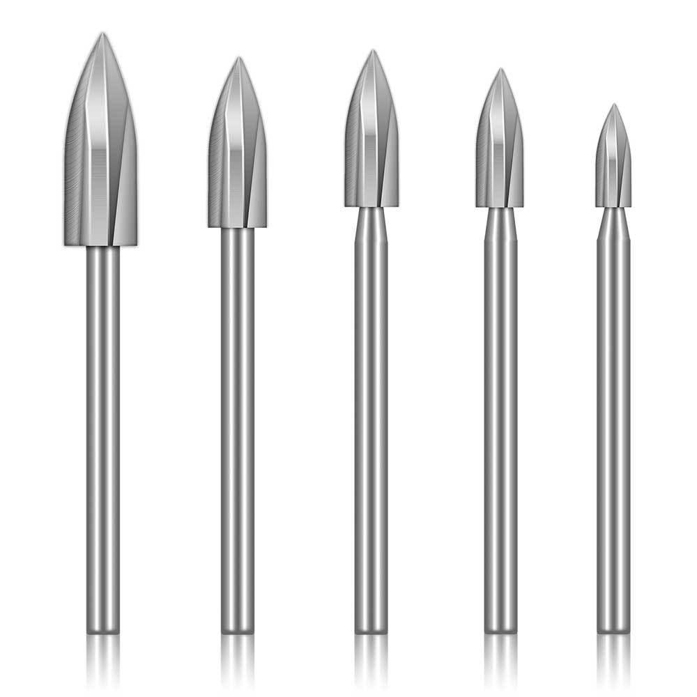 Venta al por mayor Punta de carpintería cuchillo de talla de tres hojas 5-pieza de carpintería eléctrica cuchillo de talla raíz núcleo de madera máquina de grabado talla cabeza de corte