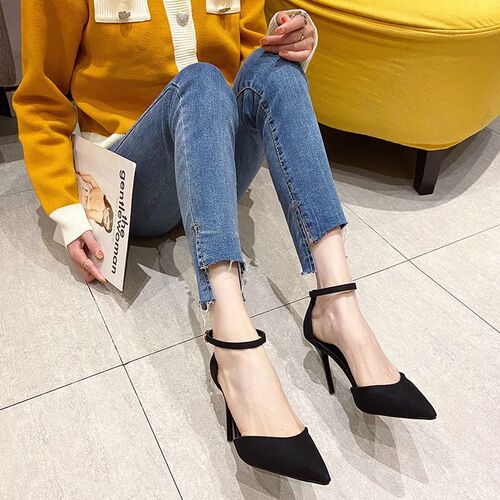 Professional sandals, shallow cut and fine heels, fashion, one-match single-layer shoes, 2025 spring new hollow cat-heel shoes