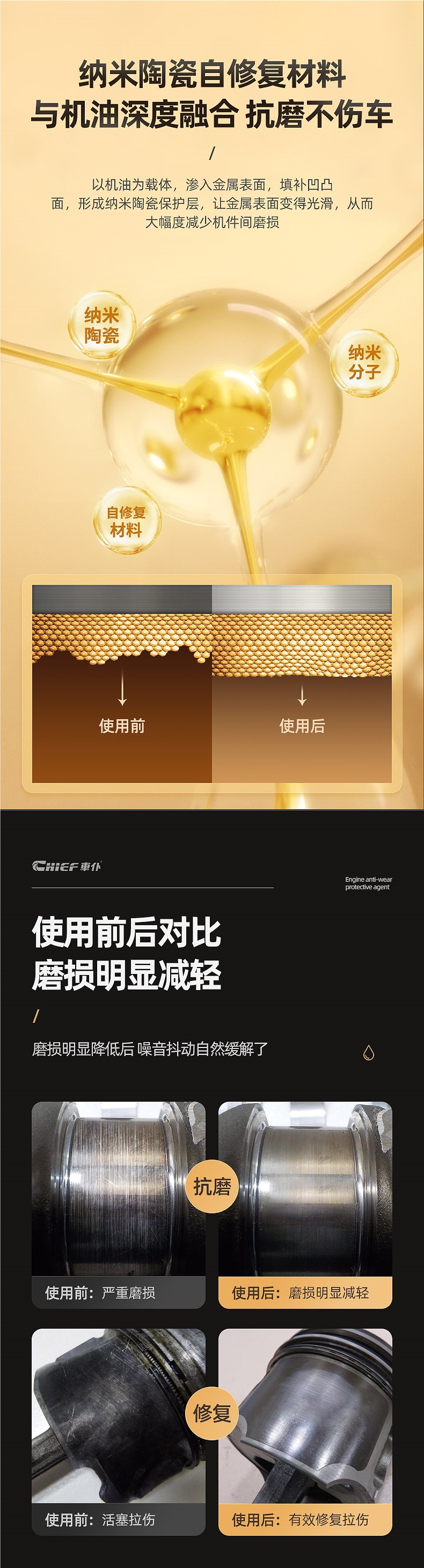 Chefu Engine Oil Additive Anti-Wear Protection Noise Reduction Repair