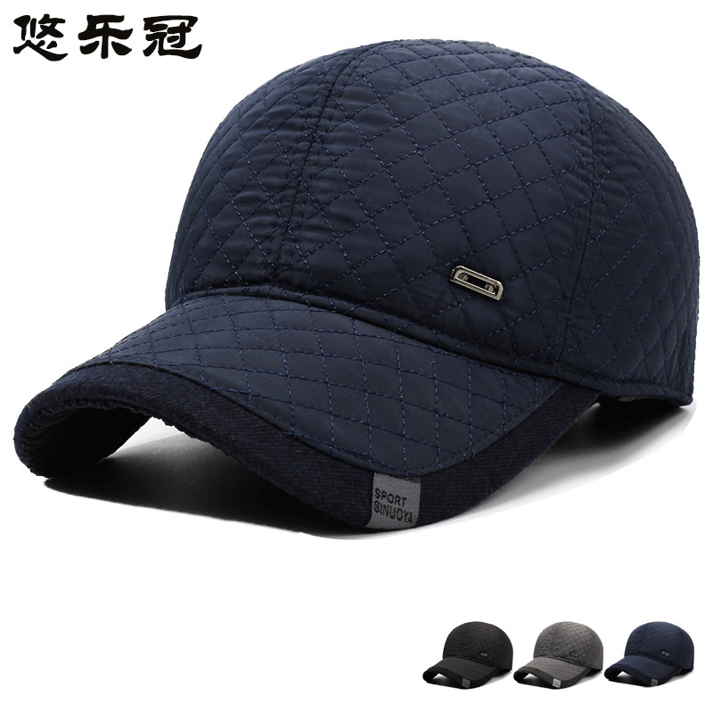 新款帽子冬男士护耳保暖刺绣百搭秋冬帽子加绒防寒中老年爸爸棉帽|undefined