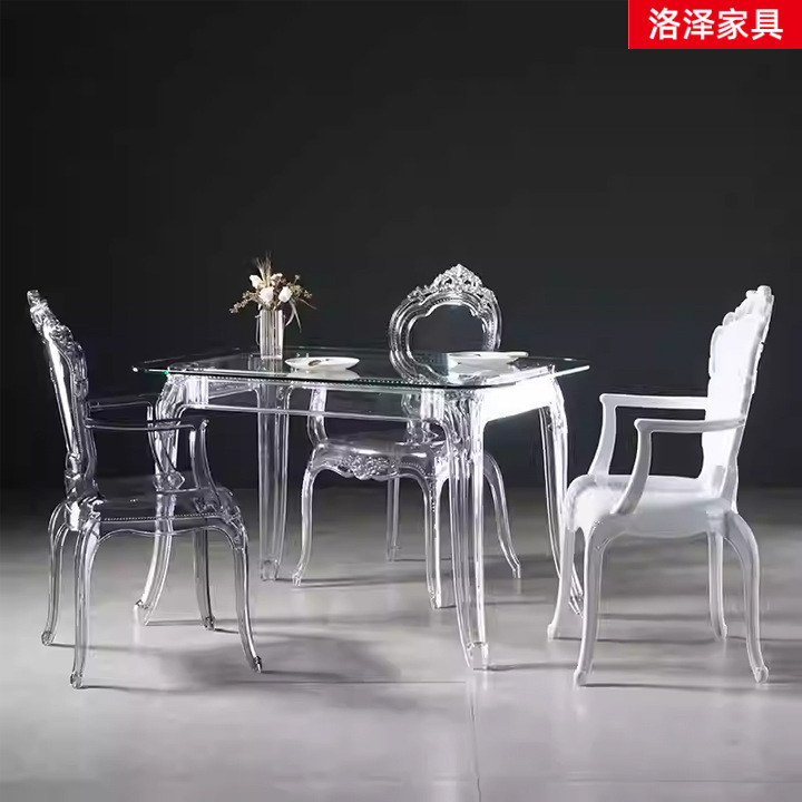 Scandinavian Transparent Crystal Table Modern Creative Square Table Milk Tea Shop Round Table Casual Household Acrylic Dining Table