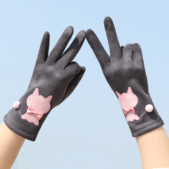 メーカーは外国貿易の女性を卸売りして、秋冬に猫のタッチパネルの手袋を刺繍します。