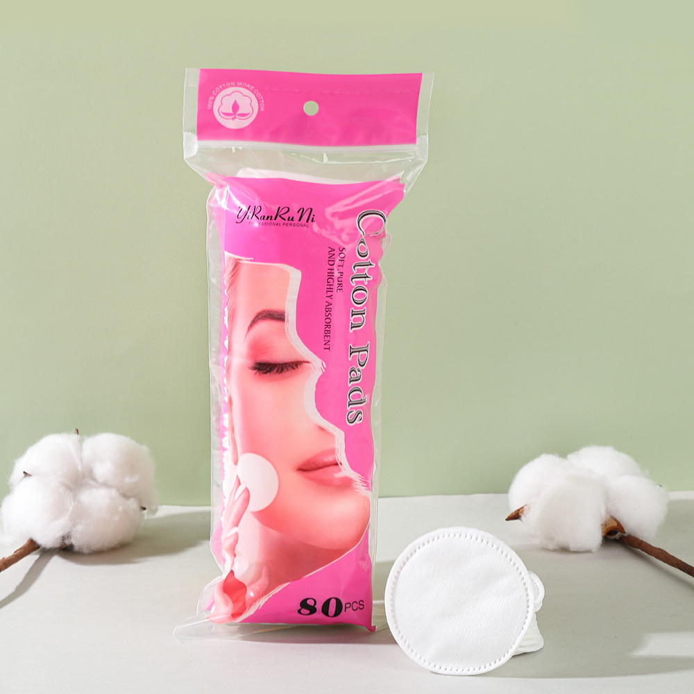 algodón cosmético desechable sin floc portátil de aplicación húmeda de algodón redondo agujero de aguja cerrado borde de cuidado de la piel limpio algodón desmaquillaje