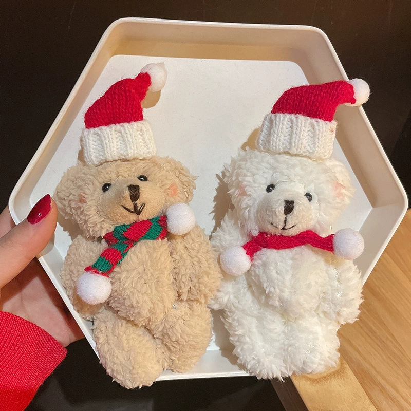 Plush keychain, doll, cute accessory, backpack, children's creative pendant, with little bears, creative gift