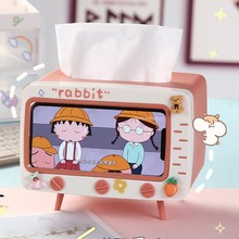 电视机纸巾盒可爱手机支架桌面收纳盒家用客厅创意厨房卡通抽纸盒