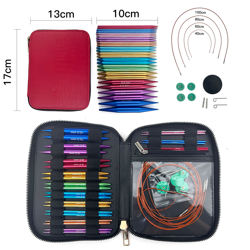 Herramienta tejida transfronteriza aguja de suéter arco iris alúmina anillo desmontable longitud 10CM 13 paquete