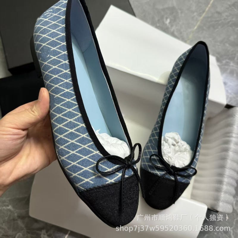 经典小香风芭蕾鞋女蝴蝶结圆头平底鞋浅口舒适百搭一脚蹬懒人鞋女|undefined