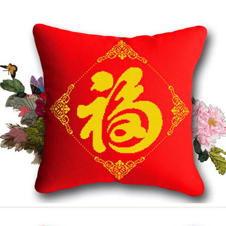 Bordado DIY paquete de material hecho a mano Cruz puntada pareja almohada boda de dibujos animados coche almohada cojín cubierta Rosa amor