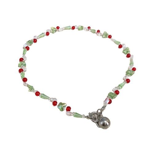 Colorful flower pearl love beaded necklace sweet and fresh clavicle chain  new jewelry wholesale for women