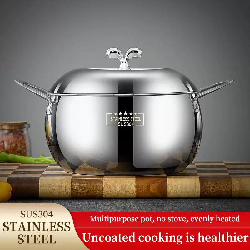 [Доуин Explosion] 304 нержавеющая сталь Apple Soup Pot 24 см, толстый большой пузо Stockpot -