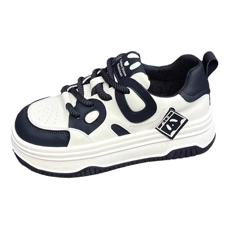 Damen Sneaker Mit Dicker Sohle In Schwarz Und Weiß_voghion.com