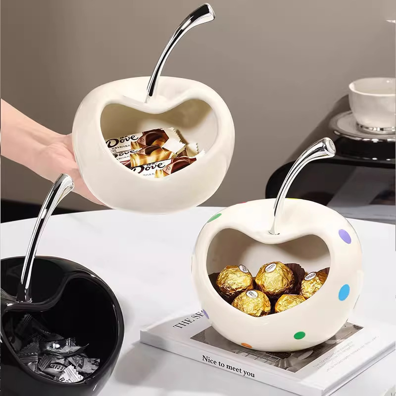 リビングルームやコーヒーテーブル用の見栄えの良いクリエイティブなキャンディボックス、新しいセラミックライト高級ドライフルーツプレート、ハイエンドの絶妙なスナックプレート|undefined