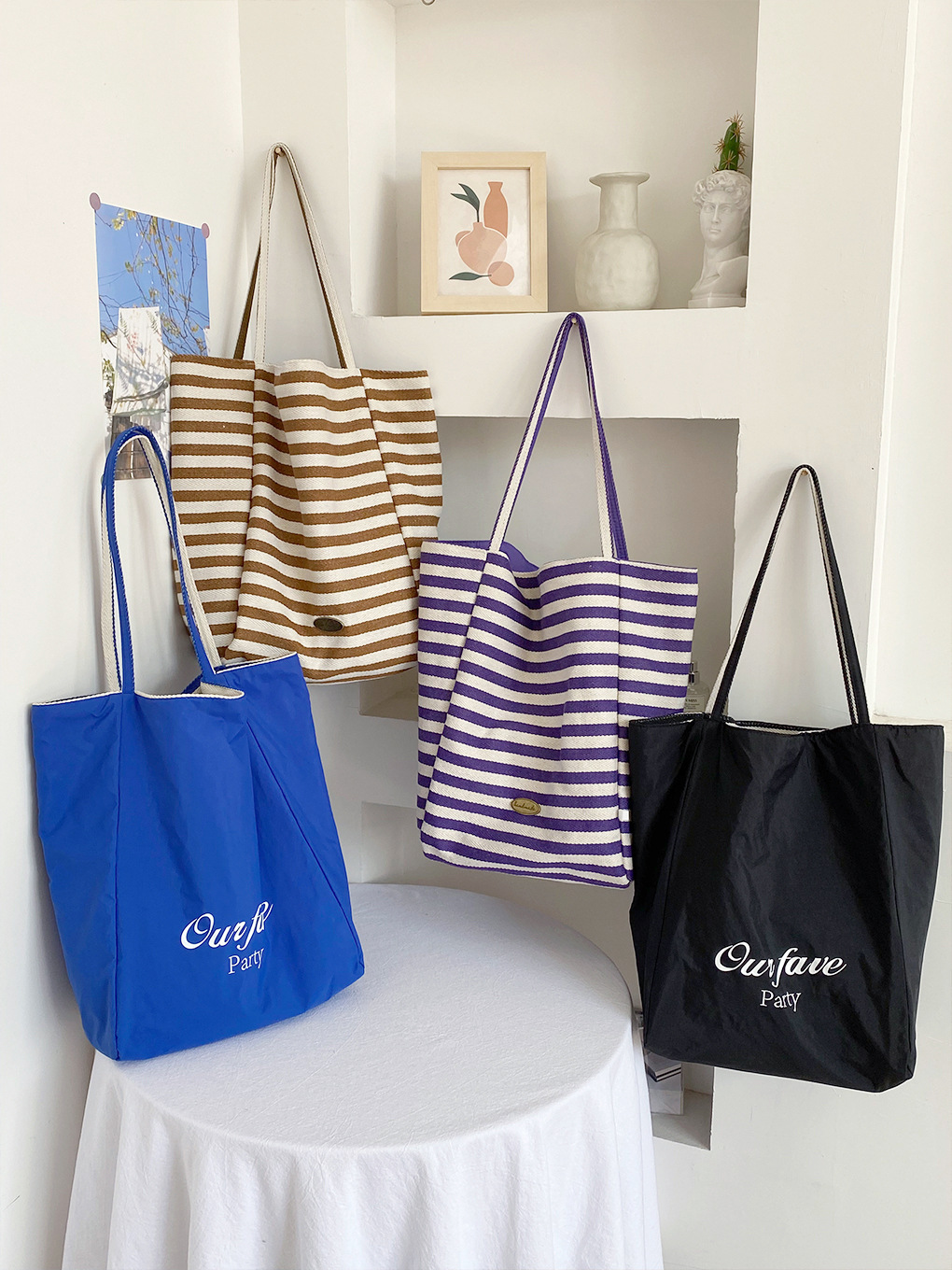 Bolso bandolera americano de nylon de alta calidad con rayas de nicho retro, bolso de lona de gran capacidad de primavera y verano