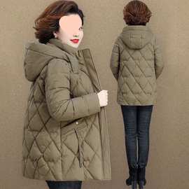 妈妈冬装羽绒棉服女中长款2025新款中老年棉衣秋冬季保暖棉袄外套